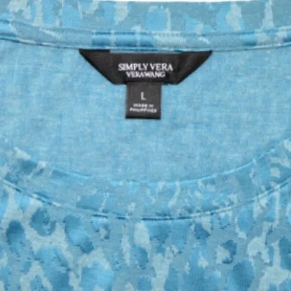 Simply Vera Vera Wang Women’s Blue Short Sleeve Tie Front Blouse - Size: Large - Picture 8 of 10